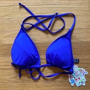 NWT NEW Becca by Rebecca Virtue Triangle String Bikini Top Medium M Sapphire